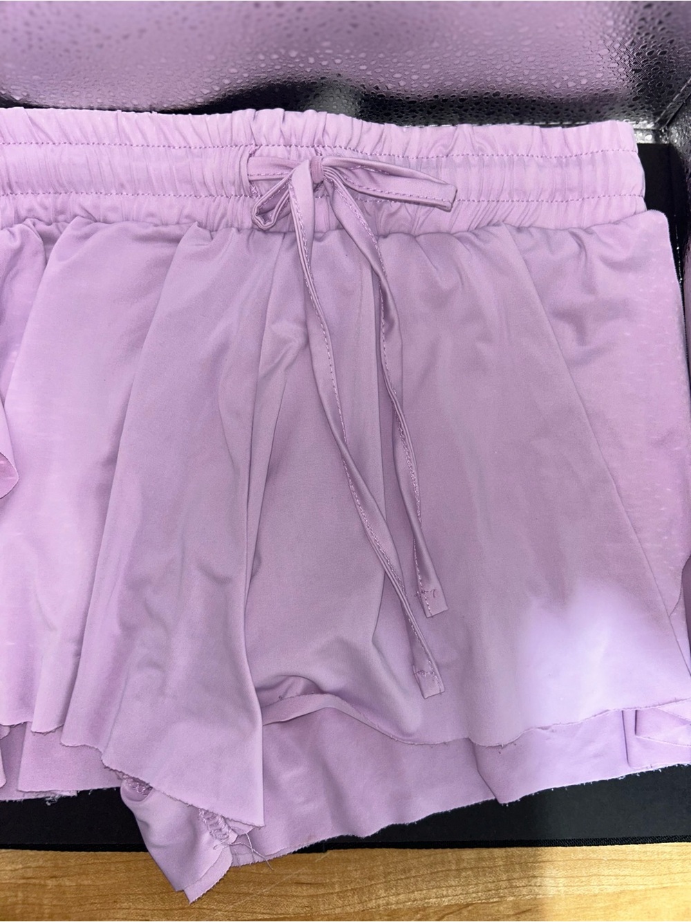 Girls' Lavender Layered Drawstring Shorts
